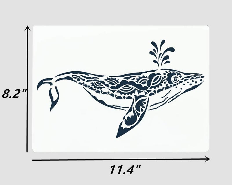 OBUY Lion Deer Tiger Wolf Whale Horse Animal Stencils for Painting on Wood, Fabric, Walls, Airbrush + More | Reusable Mylar Template (Whale) - Image 2